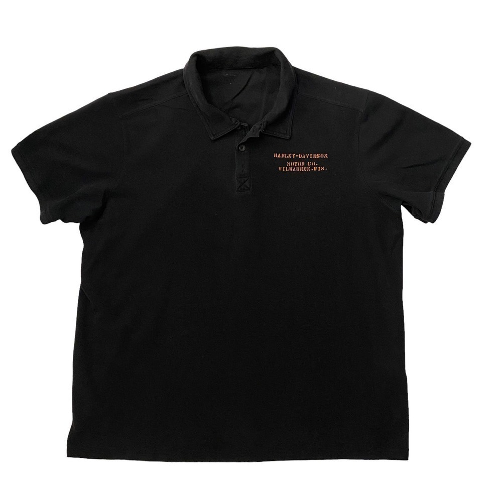 Harley-Davidson Black Short Sleeve Motorcycle Printed Back Polo Shirt Mens 3XL - Picture 1 of 3